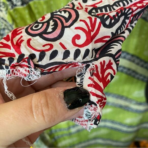 Rare Vintage Y2K Anna Sui Multicolored Print Silk Festival Crop Top Size Small - Picture 7 of 15